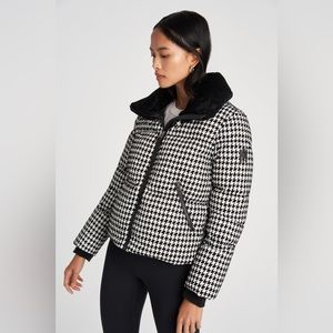 NWOT! Mackage Houndstooth Down Puffer Coat/Jacket w/Sherpa Collar Size Small